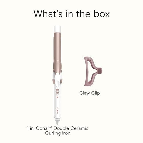 Conair Double Ceramic 1-Inch Curling Iron with Claw Clip, 1-Inch Barrel Creates Classic Curls, Hair Curler for Use on Short, Medium, & Long Hair, White/Rose Gold thumbnail 9