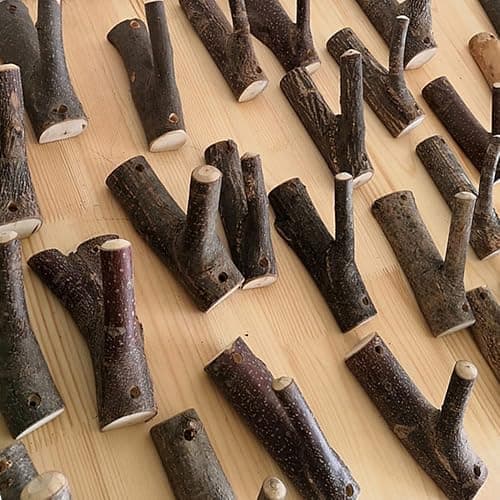 Tsnamay 8Pcs Real Wood Tree Branch Wall Hook, Farmhouse Rustic Decorative Wooden with Bark Trunk Thickness 2cm-3cm with Screw thumbnail 7