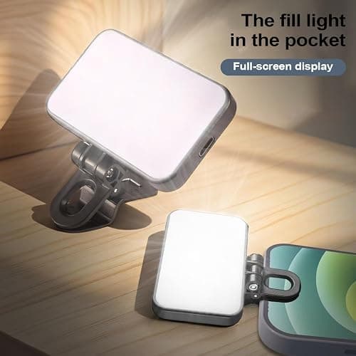 Clip on Selfie Light - Rechargeable Makeup Clip on Lamp,Rotatable Fill Light for Travel Live Streaming Home Studio Conference Selfie Video Recording Vlogging Photography thumbnail 2