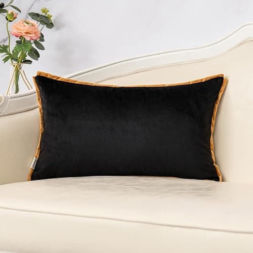 Yangest Black and Gold Rectangle Pillow Cover Cut Velvet Zebra Print Cushion Cover Luxury Modern Pillowcover for Couch Living Room Bedroom,12x20 Inch thumbnail 2