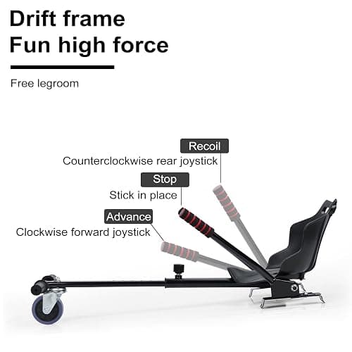 YOXIER Hoverboard Go Kart,27"-39" Adjustable Length Hoverboard Attachment,Hover Board Go Kart Accessory w/Comfortable&Sturdy Seat,Go Cart Compatible with 6.5” 8” 10” Hoverboard for Kids & Adult thumbnail 5