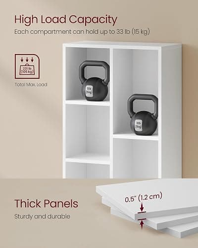 VASAGLE Bookshelf, 7 Cubes Storage Organizer, 19.7 x 9.4 x 41.7 Inches | Storage Shelf, for Living Room, Home Office, Dining Room, Cloud White, CUSTOS Collection ULBC27WT thumbnail 6