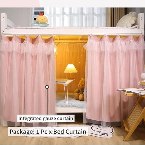 Dorm Home Bunk Bed Curtain Cloth Solid Thicken Bed Canopy Students Privacy Bed Shading Curtain Tent Lightproof Breathable Blackout Bedding Canopy Spread Curtain Bed Tent Drape for Dorm College Home thumbnail 4