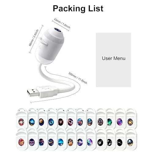 MolKuno 2-in-1 Galaxy Projector Night Light | 24 Projection Films, Portable USB Starry Sky Projection LED, 360° Adjustable, Brightness Control thumbnail 8