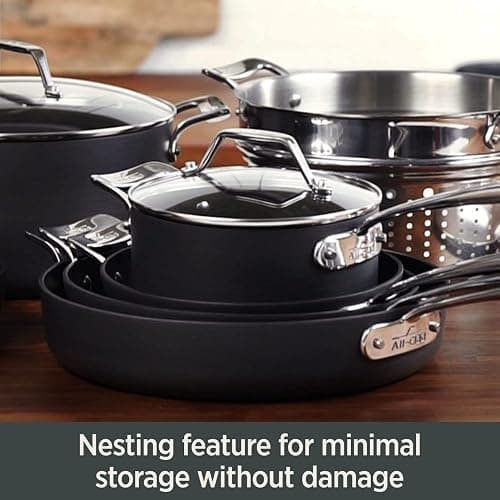 All-Clad Essentials Hard Anodized Nonstick Fry Pan Set 2 Piece, 8, 10,5 Inch Oven Broiler Safe 500F, Lid Safe 350F Pots and Pans, Cookware Black thumbnail 5
