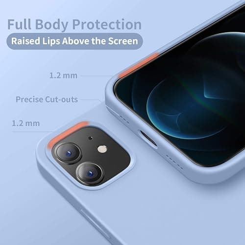 Cordking Designed for iPhone 12 Case, Designed for iPhone 12 Pro Case, Silicone Shockproof Phone Case with [Soft Anti-Scratch Microfiber Lining] 6.1 inch,Light Blue thumbnail 3
