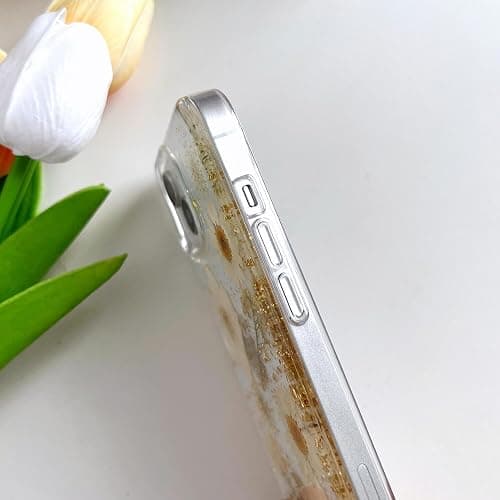 LSEEKA for iPhone 13 / iPhone 14/ iPhone 15 Clear Case with Pressed Real Flowers Design,Glitter Cute White Floral Pattern Soft TPU Protective Women Girl's Phone Cover for iPhone 13/14/15 thumbnail 7