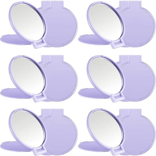 Jetec 12 Pieces Compact Mirrors Bulk Gifts Mini Vintage Pocket Mirrors for Purse Small Portable Folding Round Makeup Stuffs for Travel Daily Use Party Favors Women (Purple) - Image 1