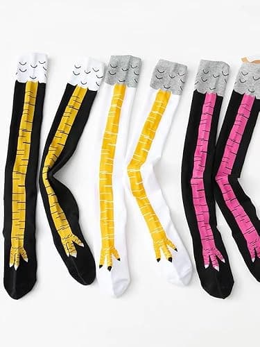 SimleShine 3-packs Chicken leg socks over knee 3 colors for different scenes parties gym funny Socks for gift Novetly socks - over knee - One Size - White,rose Red,black thumbnail 5