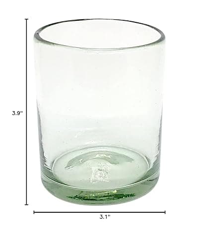 Clear 10 oz Tumblers (set of 6), Hand Blown Mexican Glassware, Recycled Glass Drinking Glasses, Lead-Free, Cocktail Margarita Glasses, Wine Glasses, Shot Glasses, Whiskey Glasses (Tumbler) thumbnail 2