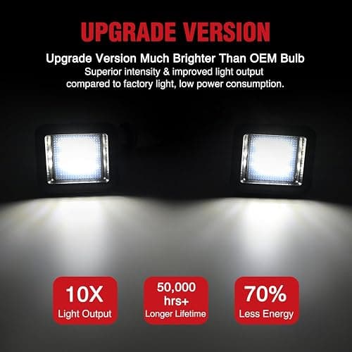 Nilight License Plate Lights Compatible with 2015 2016 2017 2018 2019 2020 Ford F150 Raptor Smoke Lens Black Housing 6000K White 2PCS Pack thumbnail 7