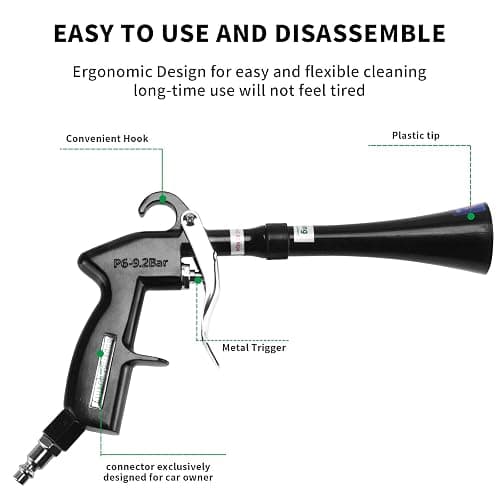 GOCCIDA Tornado Dry Cleaning Gun with Brass Adjustable Air Flow Nozzle,Air Blower Gun Quickly Blasts Dirt and Dust from Surface Works with Air Compressor Black thumbnail 6