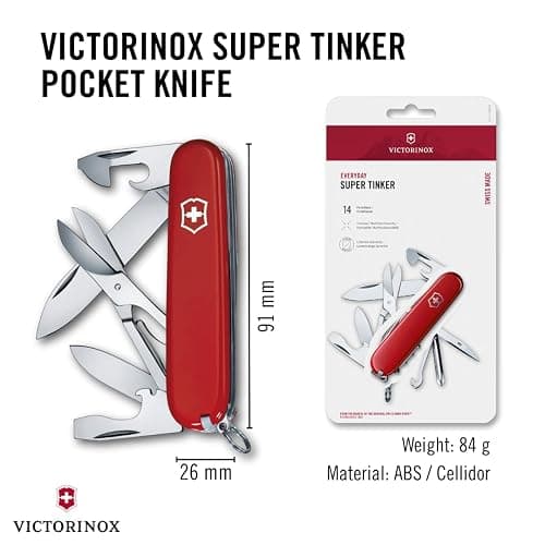 Victorinox Super Tinker Swiss Army Knife, 14 Function Swiss Made Pocket Knife with Large Blade, 2 Screwdrivers and Multipurpose Hook - Red thumbnail 3