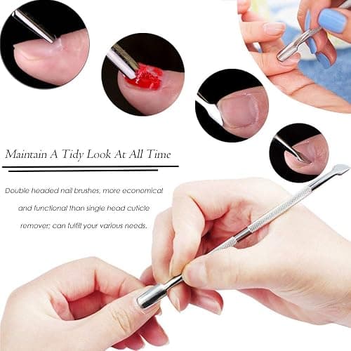 10Pcs Cuticle Pusher Remover and Cutter, Creatiee Double Ended Stainless Steel Cuticle Cleaner Nail Gel Polish Removal, Manicure Pedicure Nail Tools for Fingernails Toenails - Professional & Durable thumbnail 2