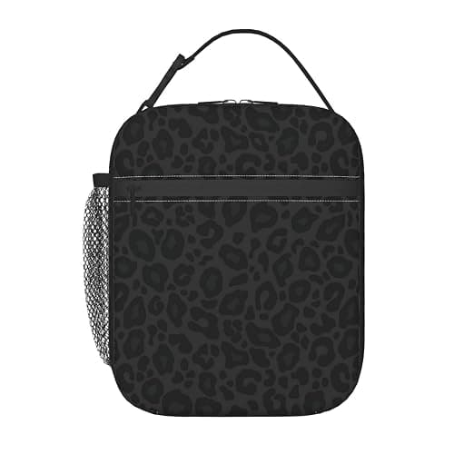 DORKEIXIA Black Leopard Cheetah Print Animal Skin Print Insulated Lunch Bag Portable Reusable Zipper Lunch Box For Men Women Work Picnic Travel Camping thumbnail 4