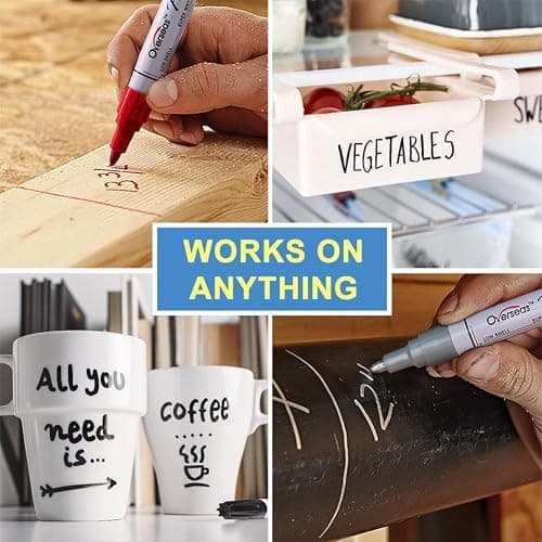 Overseas Permanent Paint Pens Red Markers - 2 Pack Single color Oil Based Paint Markers, Medium Tip, Quick Drying and Waterproof Marker Pen for Metal, Rock Painting, Wood, Plastic, Canvas, Mugs thumbnail 4