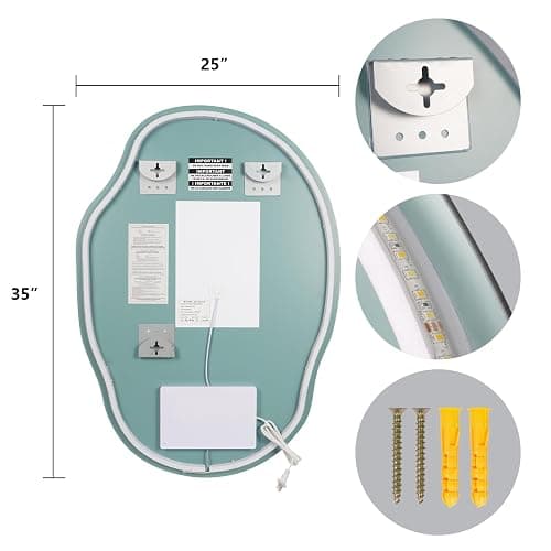WallBeyond LED Bathroom Mirror with Lights, 25 x 35 Inch Led Bathroom Vanity Mirror for Wall, Anti Fog Mirror for Bathroom, 3 Colors and Dimmable Light, Horizontal/Vertical thumbnail 2