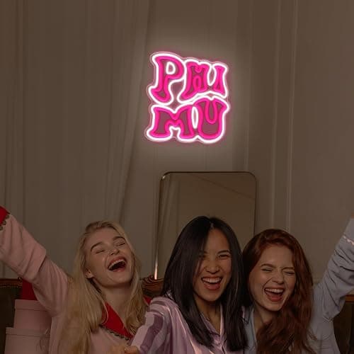 Phi Mu Fraternity Sorority Neon Sign,Dimmable ΦM Pink LED Neon Lights for Wall Decor,Sorority Neon Wall Sign with USB Power Paraphernalia for Birthday Party Decor,12.6x13.4 inches. thumbnail 8