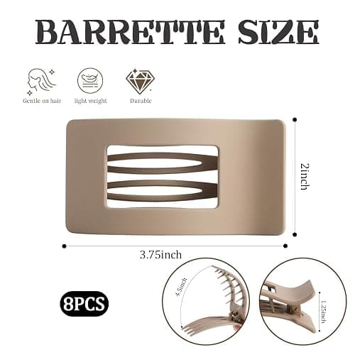 8 PCS French Flat Hair Clips for Women Girls,Matte Lay Flat Claw Clips, Large No-Slip Claw clips for Thick & Thin Hair, Strong Hold Styling Barrettes Accessories for Daily Styling thumbnail 4