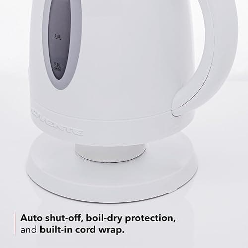 OVENTE Electric Kettle, 1.7L Fast Boiling Water Heater for Coffee or Tea, BPA Free with Water Level Gauge, Auto Shut-Off, Boil-Dry Protection, Indicator Light and Removable Filter, White KP72W thumbnail 9
