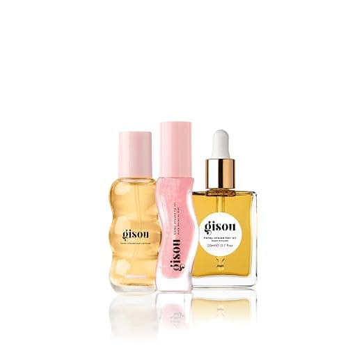Gisou Honey Gloss On The Go Travel Set, Wildflower Honey Hair Perfume, Watermelon Sugar Lip Oil, Hair Oil, Shine-Boosting - Image 1