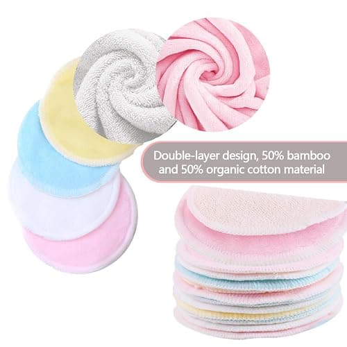 Reusable Makeup Remover Pads (16 Pack) with 2 Bags for Laundry & Storage, Reusable Bamboo Cotton Rounds, Eco-Friendly Reusable Cotton Pads for All Skin Types thumbnail 5