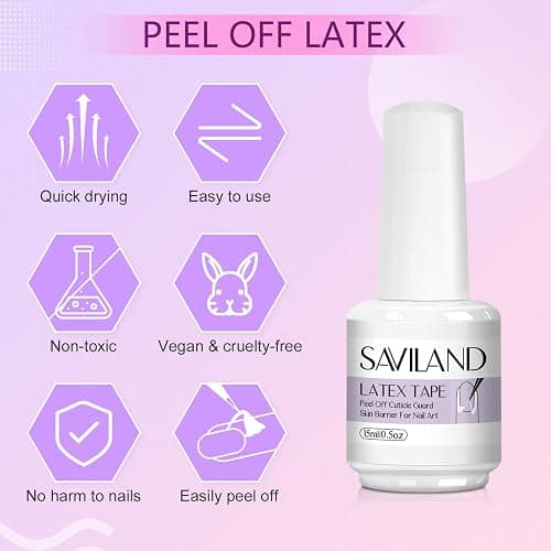 SAVILAND Gel Polish Liquid Latex for Nails: 15ML Nail Latex Peel Off Nail Polish Barrier Cuticle Guard Protector for Airbrush Nail Art Liquid Latex with Tweezers Home DIY Nail Art Salon for Women thumbnail 3
