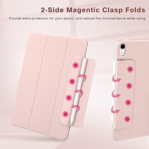 Dwopar for iPad Air 7/6/5/4 Magnetic Case, Slim Smart Folio for Air 5th/4th Generation 10.9 Inch 2022/2020 Model, Trifold Stand Case for iPad Air 11 inch M3/M2 2025/2024, Auto Sleep/Wake (Pink) thumbnail 6