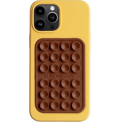 OCTOBUDDY Classic MAX - Silicone Suction Phone Case Adhesive Mount - Hands-Free, Strong Grip Holder for Selfies and Videos - iPhone and Android Compatible - 2.6″ x 3.9″, Hot Cocoa - Image 1