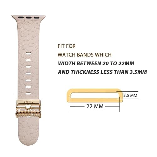 POPIGROUND Metal Watch Band Charms 5 pcs Decorative Rings Loops Compatible with Apple Watch Band Jewelry Sliding Accessories Charm for iWatch Series 10 9 8 7 6 5 4 3 2 1 (Love-Gold) thumbnail 4