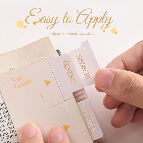 Laminated Bible Tabs, Gold Foil Embossed Lettering Bible Chapter Index Tabs for Women Men, Reposition Large Print Sticky Labels, Easy to Read and Apply, 105Chapters Labels for Easy Navigation (Creamy) thumbnail 5