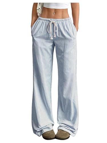 SOLY HUX Women's Drawstring Straight Leg Baggy Pants Casual Lounge Pants Trousers with Pocket - Image 1