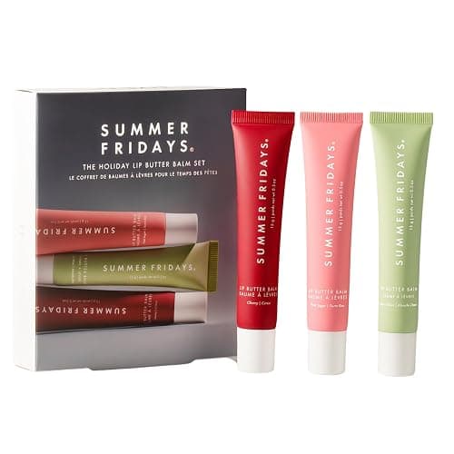 Summer Fridays Holiday Lip Butter Balm Set - Conditioning Vegan Lip Balm for Instant Moisture, Shine & Hydration - Includes Cherry, Sweet Mint & Pink Sugar (3 Count) - Image 1