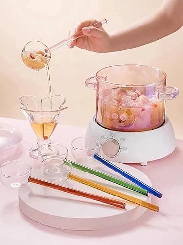 Pink Glass Saucepan with Lid and Handle, 1.5L/50oz Glass Cooking Pot, Glass Cooking Saucepan Safe for Pasta Noodle, Soup, Milk, Baby Food thumbnail 3