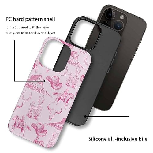DAIZAG Case Compatible with for iPhone 15 Plus,Vintage Pink Cowboy Hat Horses Cacti Phone Case for iPhone 15 Plus for Girl Women Boy Men thumbnail 4