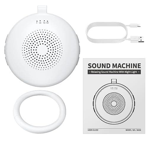 YGiTK Machine à Bruit Blanc Portable avec 12 Sons Apaisants, Veilleuse et Fonction Mémoire, Appareil de Sommeil à Bruit Blanc avec Minuterie, Rechargeable, sans Fil, pour Bébé, Adulte, Méditation thumbnail 9
