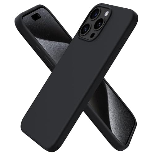 ORNARTO Compatible with iPhone 15 Pro Max Case 6.7", Slim Liquid Silicone 3 Layers Soft Gel Rubber Shockproof Protective Phone Case with Anti-Scratch Microfiber Lining-Black - Image 1