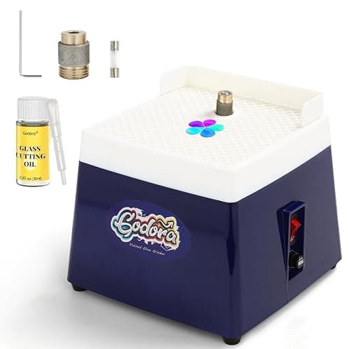 Stained Glass Grinder, Mini Glass Grinder Machine with 5/8" & 1" Grinder Bits, Stained Glass Kit & Glass Cutting Oil, Widely Used for Glass Processing Arts and Decoration - by Godora - Image 1