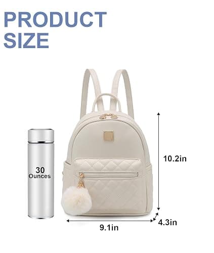 Barsine Girls Fashion Mini Backpack Purse Small Cute Plaid Leather Women Backpacks Little Bag (Ivory) thumbnail 7