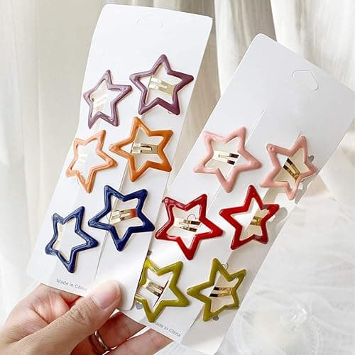 Pinksee 12 Pcs Metal Snap Hair Clips Star Hair Barrettes Hair Accessories for Women Girls (Star) thumbnail 5