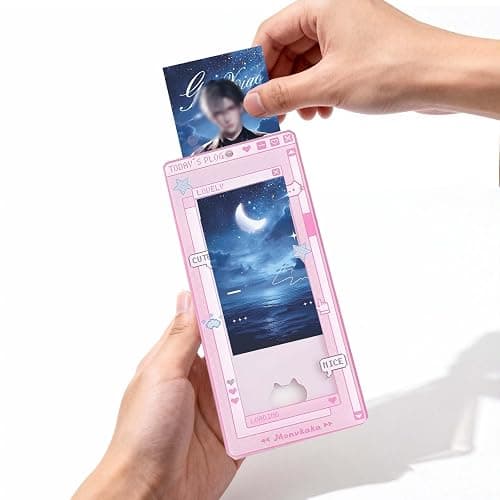 Photocard Holder Keychain - Clear Acrylic Photo Display with Protective Sleeves, Creative Kpop & Kawaii Decoration for Collectibles and Travel Memories (Blue) thumbnail 3