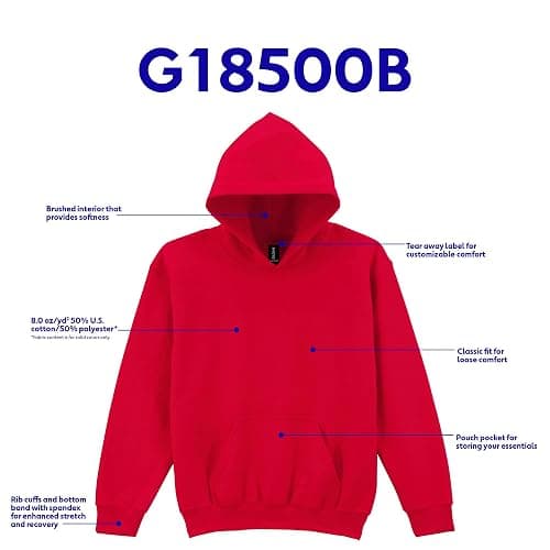 Gildan Youth Hoodie Sweatshirt, Style G18500B thumbnail 4