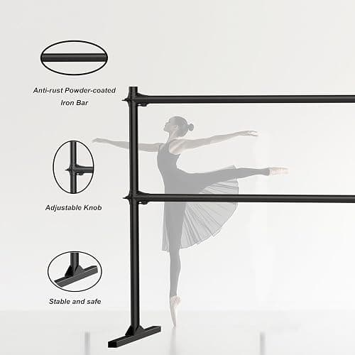 Zlinke 4FT Height Adjustable Ballet Barre, Freestanding Ballet Bar, Heavy Duty Dance Bar Support, Sturdy Construction, Anti-Slip for Kids Adult, Home and Gym Use thumbnail 3