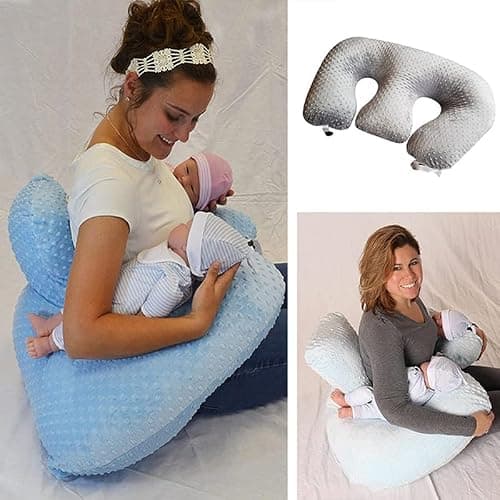 YOUOUYEN Multifunctional twin nursing pillow, maternity nursing pillow, machine washable cotton twin support pillow, anti-spill milk, anti-vomiting cushion (Grey) thumbnail 6