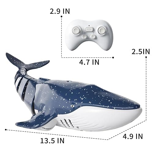 2.4Ghz Remote Control Whale Shark Toys for Boys Kids, 1:18 Scale High Simulation Whale Shark for Pool, Electric RC Shark Fish Toys with Light & Spray Water Function for 4 5 6 7 8 9 Year olds Kid thumbnail 3