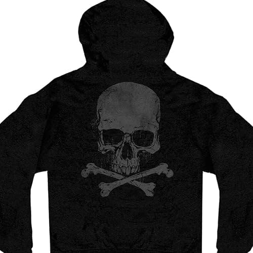 Hot Leathers Men's Skull and Crossbones Zip-Up Hooded Sweatshirt thumbnail 4