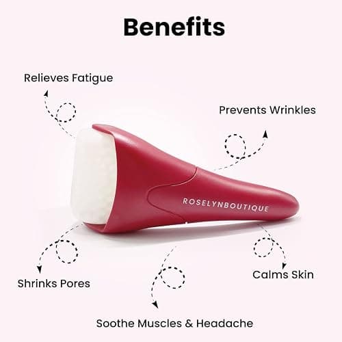 ROSELYNBOUTIQUE Ice Roller for Face Wrinkles Fine Lines Puffiness Stick Massager Facial Skin Care Tools Self Care Gifts for Men Women (Red) thumbnail 3