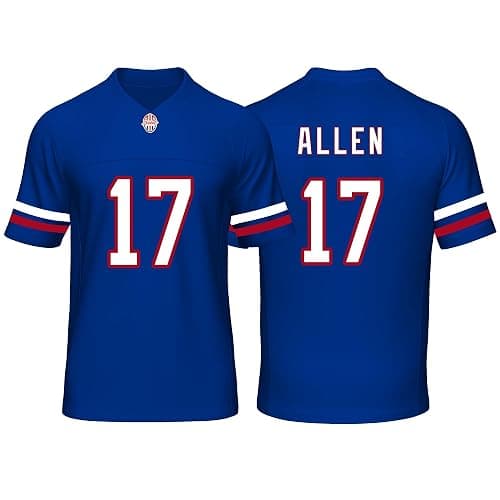 Custom Mens/Youth Football Stitched T-Shirt for Sports Fan Blue/White No Brand/Logos - Image 1