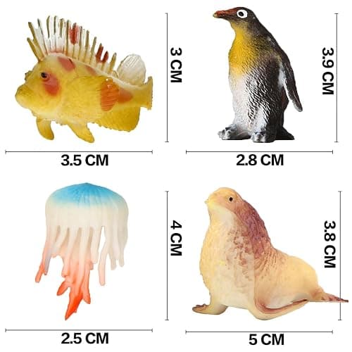 Funcorn Toys Ocean Sea Animal, 52 Pack Assorted Mini Vinyl Plastic Animal Toy Set, Realistic Under The Sea Life Figure Bath Toy for Child Educational Party Cake Cupcake Topper,Valentines Day Gift thumbnail 2