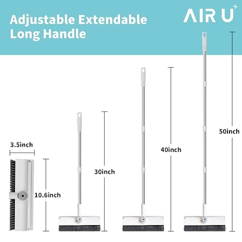 Floor Scrub Brush with Long Handle, 3 in 1 Scrape and Heavy-Duty Stiff Bristle Scrubber Brush for Cleaning Shower Bathroom, Patio, Pool, Garage, Kitchen, Wall and Deck (White, 1 Pack) thumbnail 2